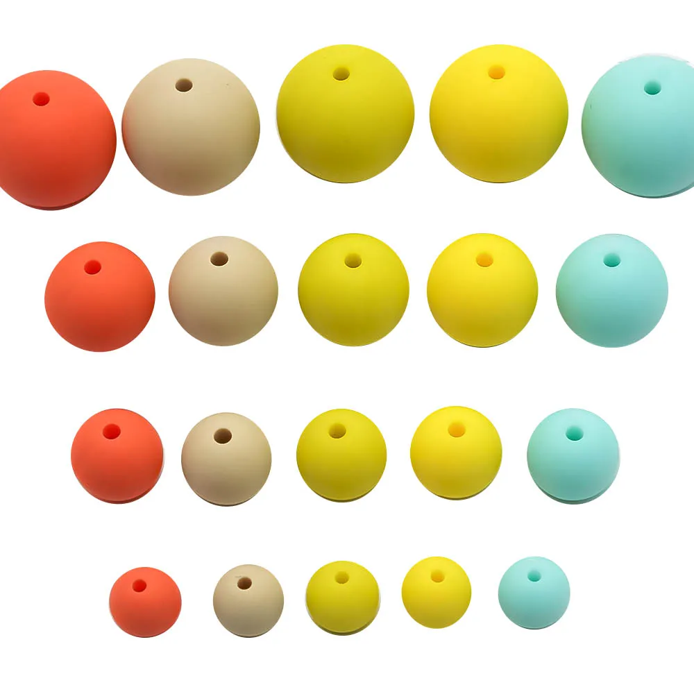 Cute-idea 9/12/15/19mm 100PCs/lot Silicone Beads Teether Pacifier Chain Accessories Handmade Baby Product Toy Teething BPA Free