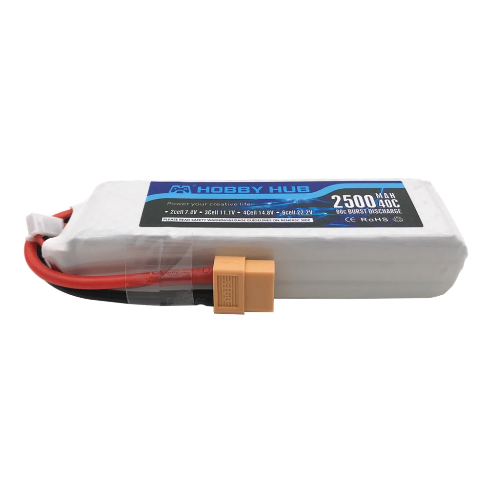 Hobby Hub 3s Lipo Battery 11.1V 2500mAh 40C MAX 80C Per Drone RC Auto Aereo Halicopter Barca parte Lipo Batteria