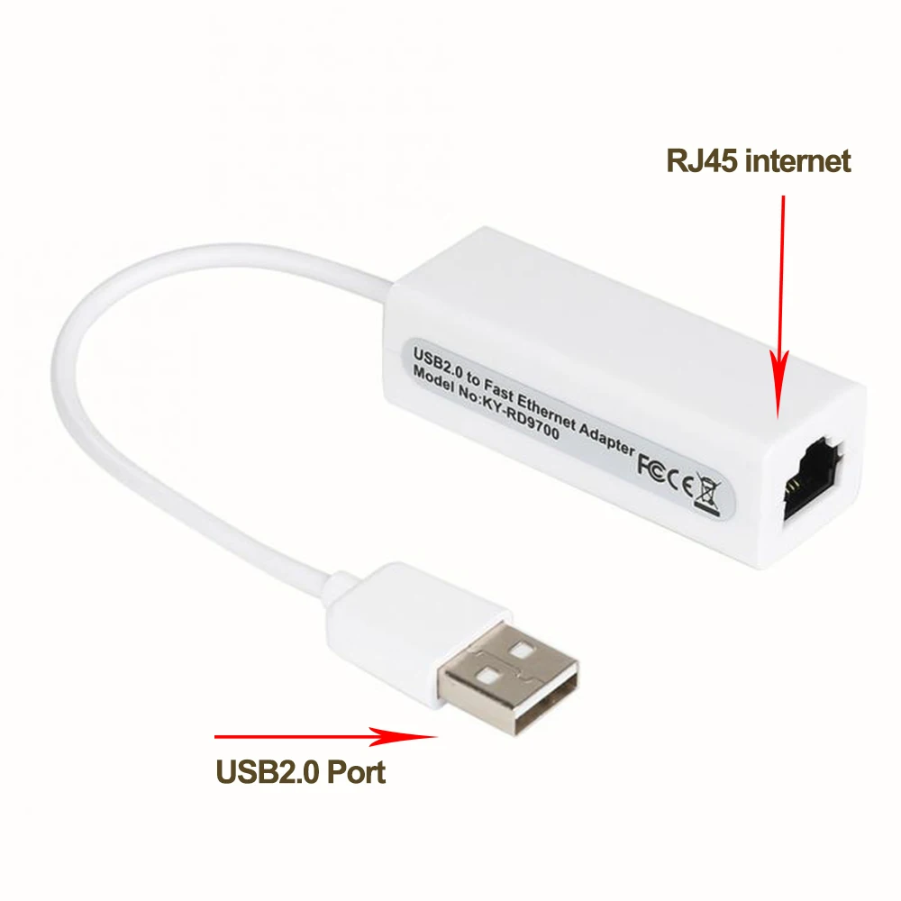 USB Ethernet Adapter 10Mbps Network Card RJ45 USB C Lan For Windows 7/8 Laptop Computer D9700 USB Wired Internet Cable