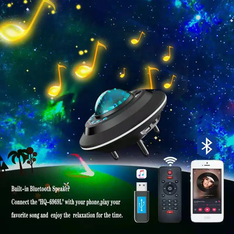 

Colorful Starry Sky Galaxy Projector Nightlight USB Music Player Star Night Light Romantic Projection Lamp Gifts for Kids Adult