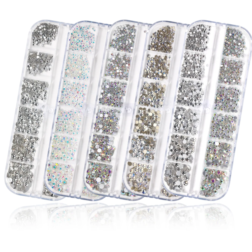 6 Sizes Caviar Bead Stainless Steel Nail Art Decorations Flat Pearl DIY Crystals Nail Rhinestones Studs UV Gel Polish