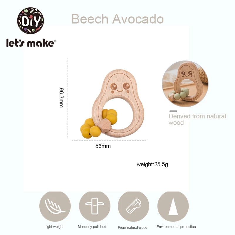 Cerchiamo di Fare Chew Silicone Massaggiagengive Nuovo Perline Avocado Braccialetto In Silicone Culla Accessori Perline Dentizione Succhietto Catena di Crepitio del bambino