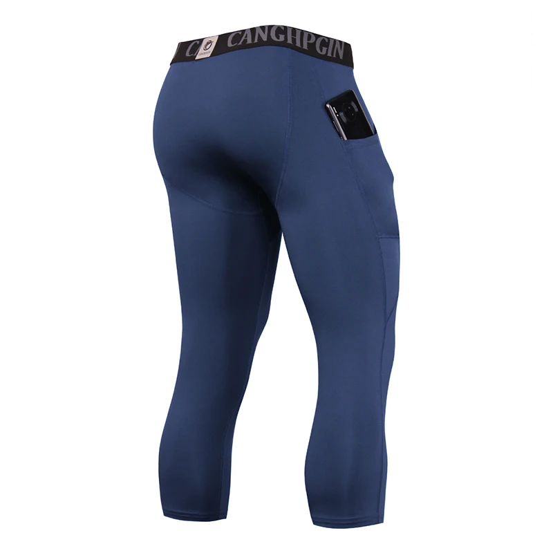 Quick Dry siłownia Capris legginsy męskie kompresyjne legginsy do biegania Jogging ćwiczenia treningowe spodnie sportowe 3/4 spersonalizowane