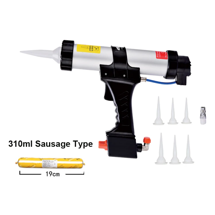 Pistolet à calfeutrer pneumatique avec assujetde régulation, outils en silicone, cartouche de 310ml, mastic pour peinture et décoration