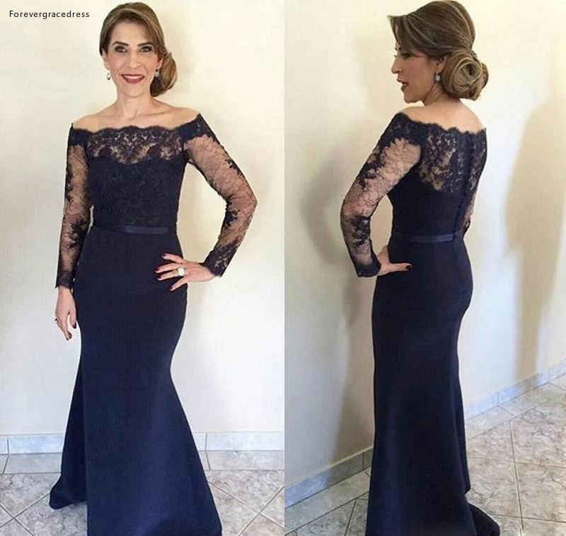 Vestidos de sirena para madre de la novia, vestido Formal de manga larga para mujer, ropa de noche para fiesta de boda, invitados, talla grande, 2019