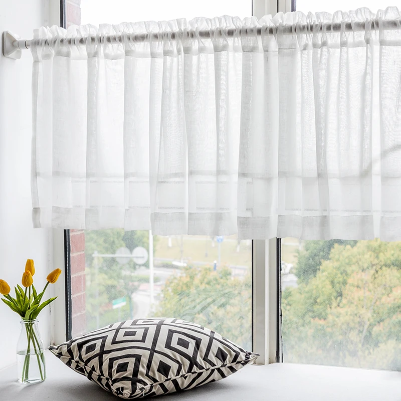 CITYINCITY Half Curtain for kitchen Transparent Sheer Tulle Short door Curtain for barHome Decor  Customized