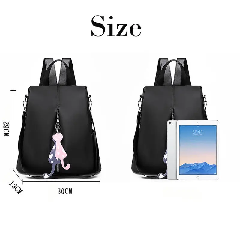 2020 Fashion Women Oxford Cloth Backpack Anti-Theft Rucksack School Shoulder Bag Black