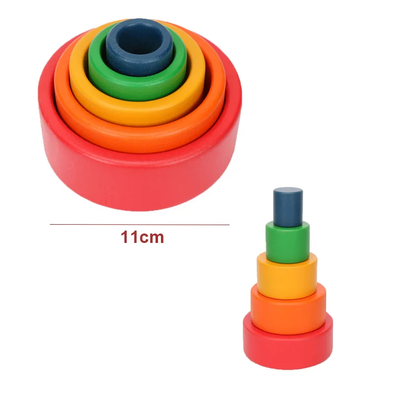 Wooden Rainbow Blocks Wood Stacking Toys Grims Rainbow Wood Building Blocks Rainbow Stacking kids Montessori Educational Toy