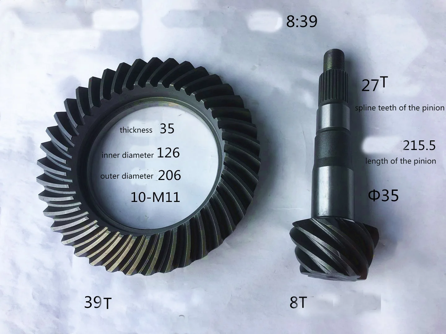 8*39 Ratio Rear Axle Back Axle Thickness 35mm Crown wheel and pinion Complete Best manufacturers For TOYOTA Hilux Hiace