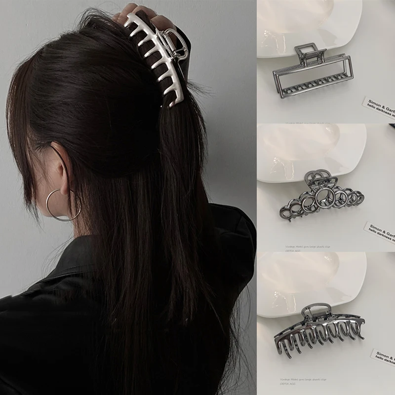 2021 NEW Metal Barrettes Women Fashion Hair Claws Gunmetal Hair Clips Hairpins Lady Hair Accessories Ornaments Crab Octoups