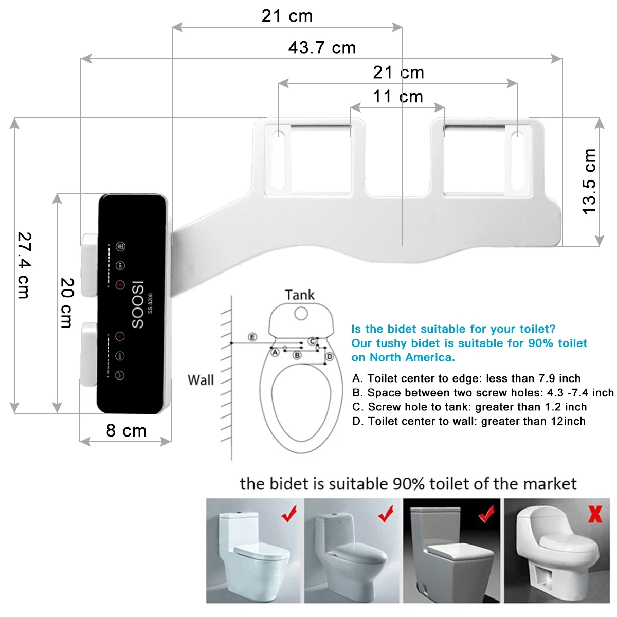 Bidet Toilet Seat Attachment Ultra Thin Non-Electric Anal Cleaning Muslim Shower Ass Horizontal Installation Personal Hygien