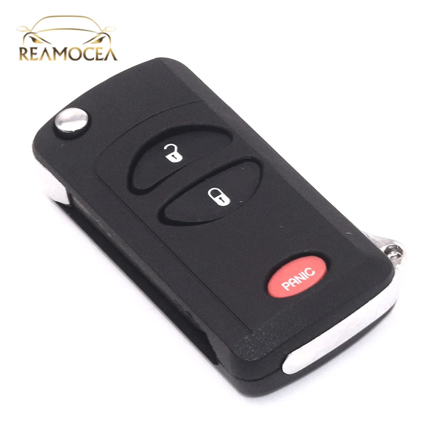 

Reamocea 1 шт. 2 + 1 кнопка дистанционного доступа без ключа, складной флип-брелок, чехол, подходит для Chrysler PT Cruiser Dodge Caravan Jeep