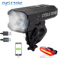 4 LED Type-C Rechargeable Bike Headlight 5200mAh Super Bright Bike Front Light 7 Modes Waterproof Cycling Safety Bicycle Lights