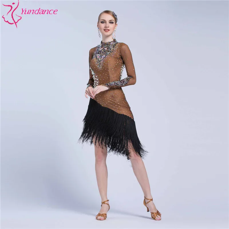 L-17152 High quality latin competition dance dress, new adult female dance dress fringe Latin dance dress for sale