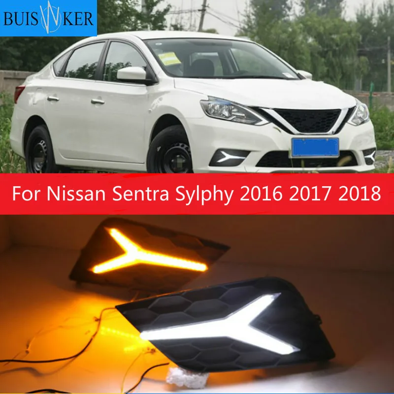 

For Nissan Sentra Sylphy 2016 2017 2018 headlight headlights 2pcs LED Daytime Running Lights DRL fog lights