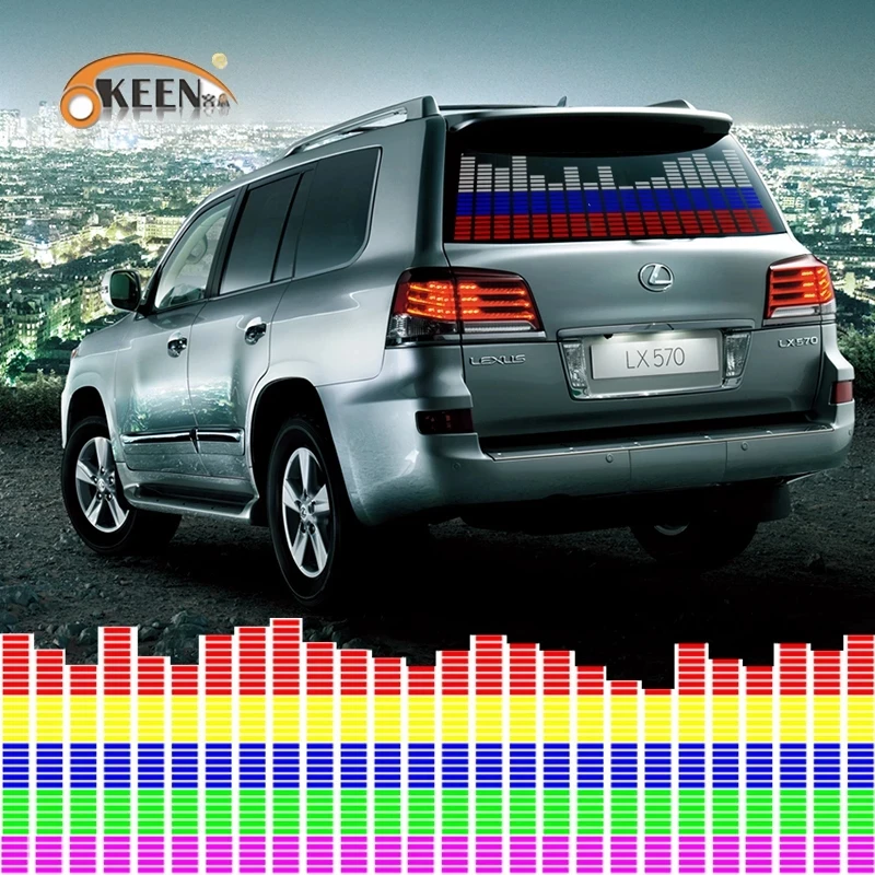 90x25cm 45x11cm Car RGB LED Music Rhythm Flash Light Sound Activated Sensor Equalizer Rear Windshield Sticker Styling Neon Lamp