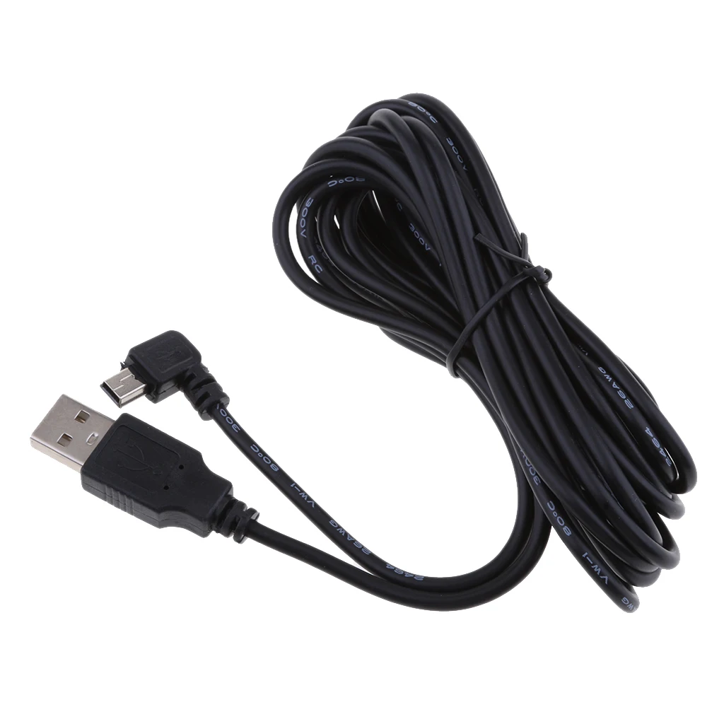 Universal 5V 2A Mini USB Chargers Cable 90 Degrees Right Head DVR GPS Charging Cables Easy Use