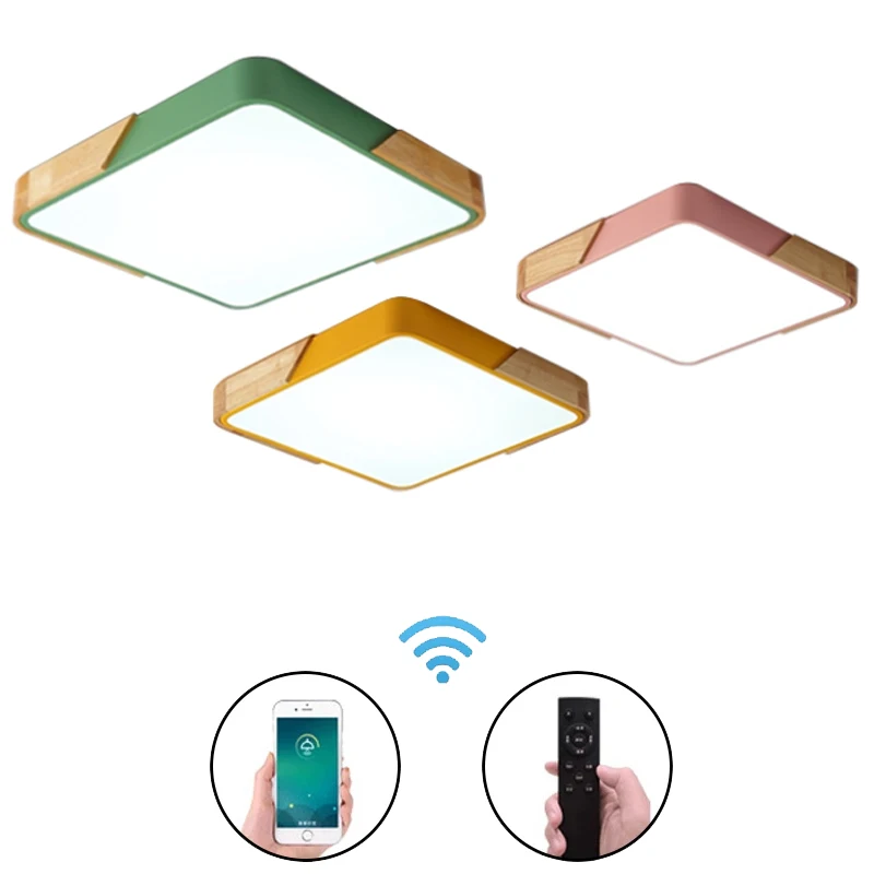 

Nordic Ultra Thin 5cm LED Ceiling Lamp Creative Square Solid Wood Ceiling Light Surface Mount Flush Panel Hotel Home Decor Lamp