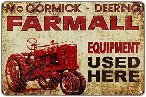 Mc Cormick Deering Farmall Equipment Used Here Retro Tin Sign 12x16 Vintage Decor Art