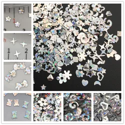 20g Laser Argento Della Miscela di PVC Figura allentato Paillettes Glitter Paillettes per Unghie artistiche Manicure, Confetti di Nozze, accessori per Imbarcazioni