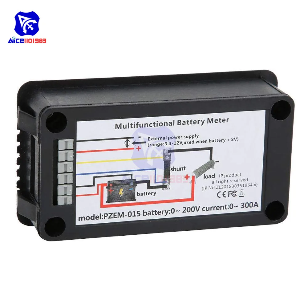 diymore PZEM-015 200A Shunt Battery Tester Voltage Amp Power Capacity Internal & External Resistance Residual Electricity Meter