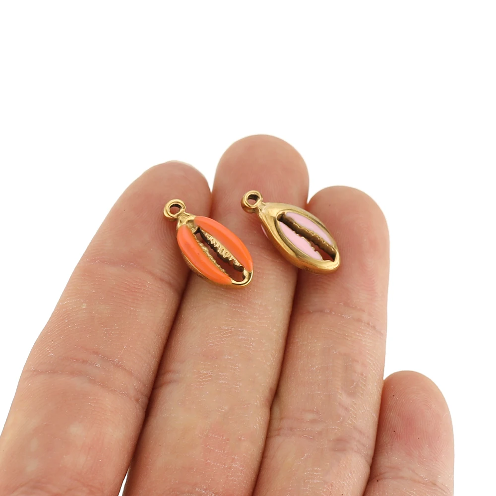 5 Stück Edelstahl-Emaille-Muschelanhänger für DIY-Schmuckherstellung, Armbänder, Halsketten, Accessoires, Strand-Fußkettchen-Zubehör – Detail 6