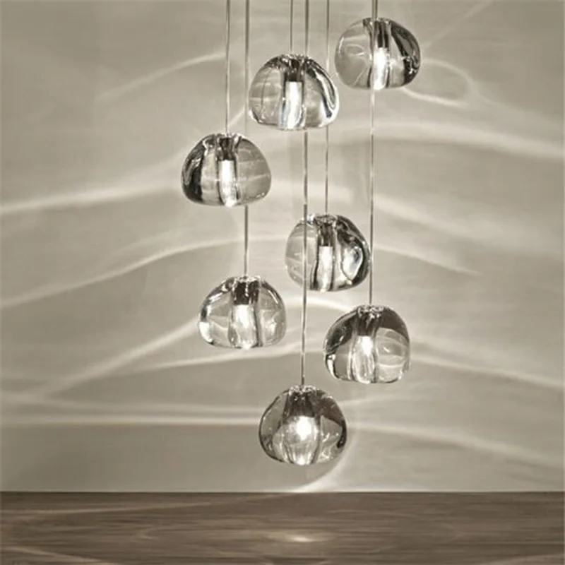 

Duplex house irregular crystal ball led light hanging Chandelier for Living Room hotel hall led luminaria stair crystal lighting