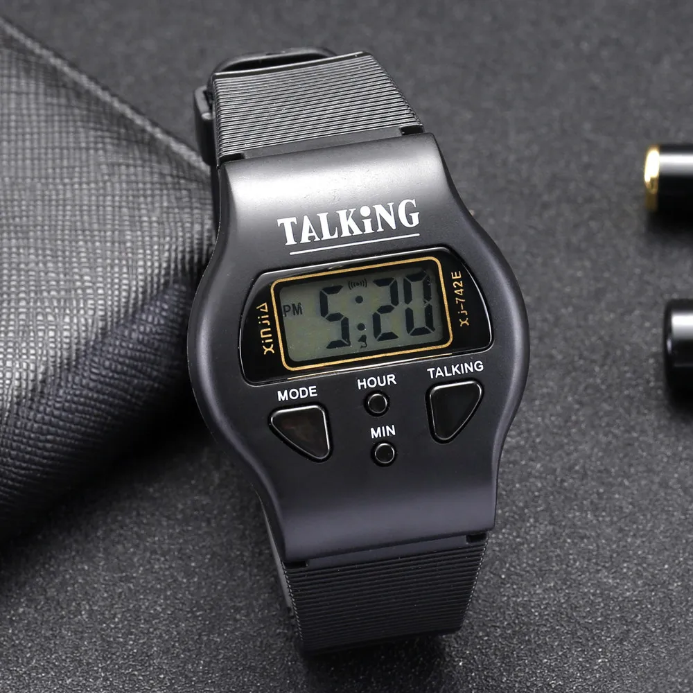 English Talking Wristwatch Electronic Sports Watche with Alarm 742E