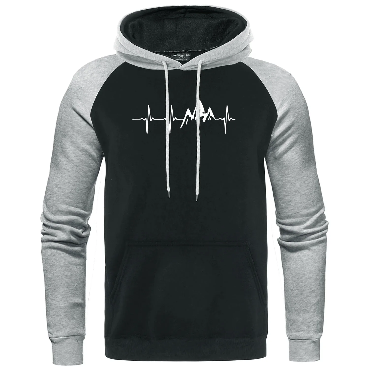Mountain Ecg Men's Hoodies Funny Hip Hop Sweatshirts Casual Street Clothing Loose Oversized Raglan sleeve Pullover Soft Hooded