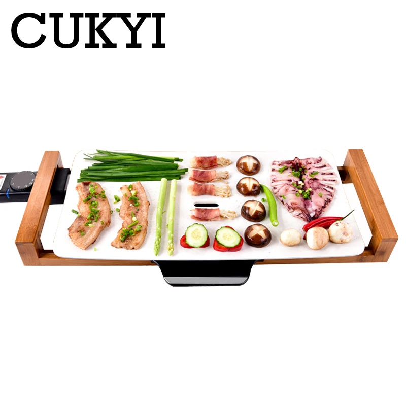 CUKYI Korean ceramic electric oven barbecue large no fume non stick pan hotplate household indoor grill 2100w Rapid heating