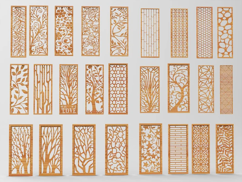 26 قطعة لوحات التقسيم 3d نموذج ل cnc في STL ملف تنسيق الجوف خارج الزهور نحت باب و نافذة التقسيم DIY ديكور المنزل