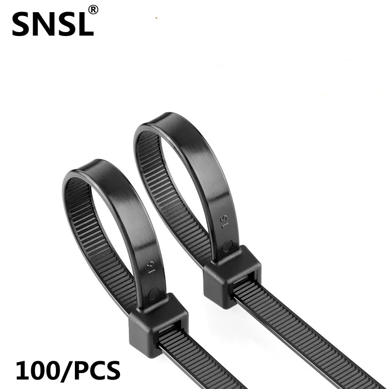 Nylon tie 4 * 250 mm self-locking Black 100 plastic tie wire ring tie fixing belt slipknot Plastic cable zip ties Plastic clamps