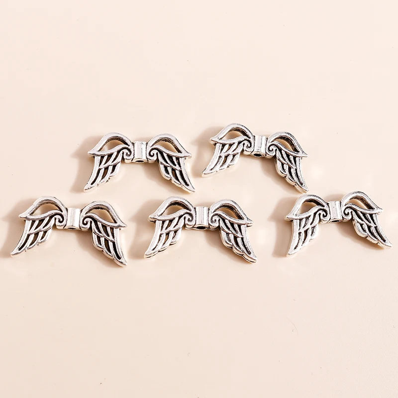 Leslie 20pcs 23*13mm Tibetan Accessories Flying Angel Wings Connectors Beads for Necklaces Bracelet Pendants Jewelry Making