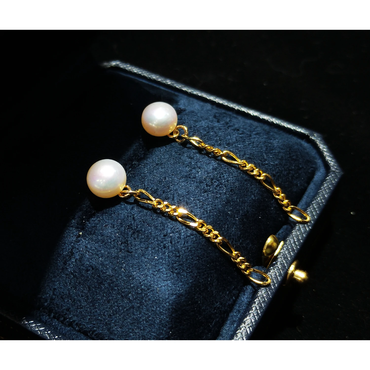 

Lii Ji Freshwater Pearl 925 Sterling Silver Link Stud Earrings 7-8mm Real Pearl 2021 New Fashion Jewelry For Women Gift