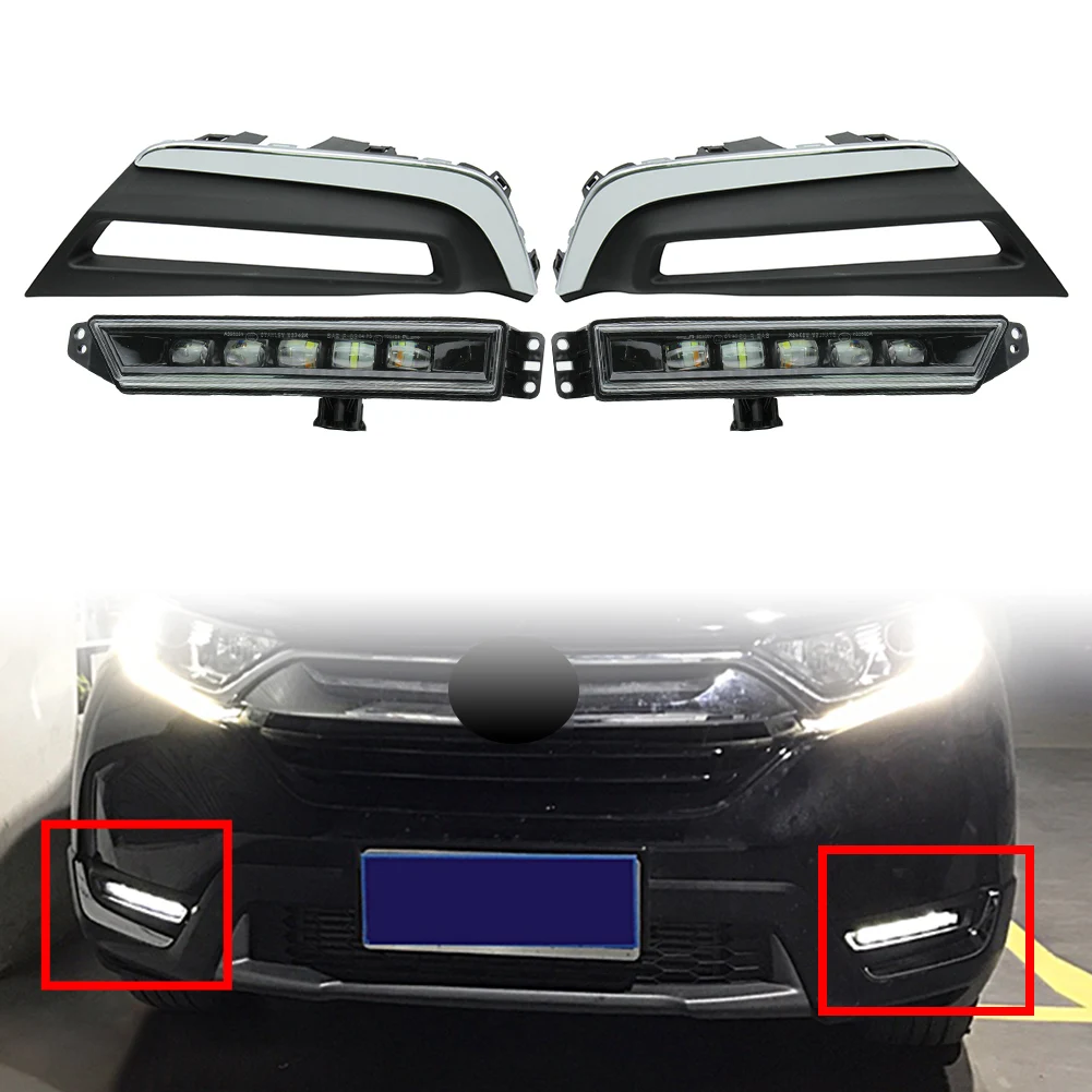 Car Front Turn Signal Lamp Dynamic LED DRL For Honda CR-V CRV 2017 2018 2019 Daytime Running Lights Left+Right 1Pair