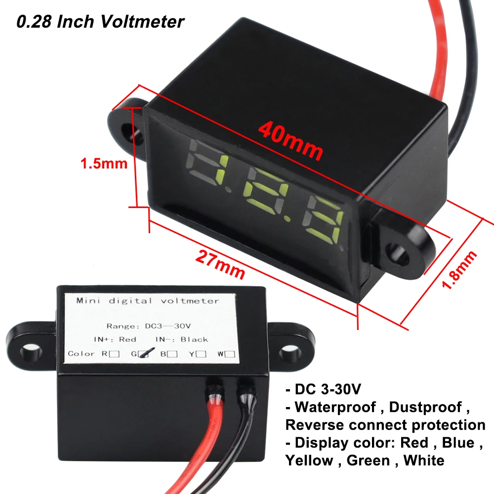 Waterproof Digital LED Voltage Meter DC 3-30V DC 5-130V Indicator Voltmeter For Car Motorcycle 12V 24V 36V 48V 72V 120V