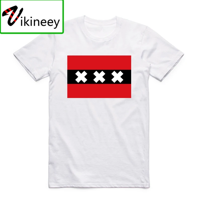 EU Size Flag Amsterdam Netherlands Fashion White T Shirt Summer Casual O Neck Short Sleeves Camisa Hombre Camisas T-shirt