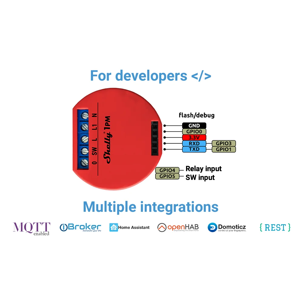 Shelly 1PM WiFi Relay Switch For Electrical  (up to 3.5kW) Energy Consumption Monitoring Overload And Temperature Protection