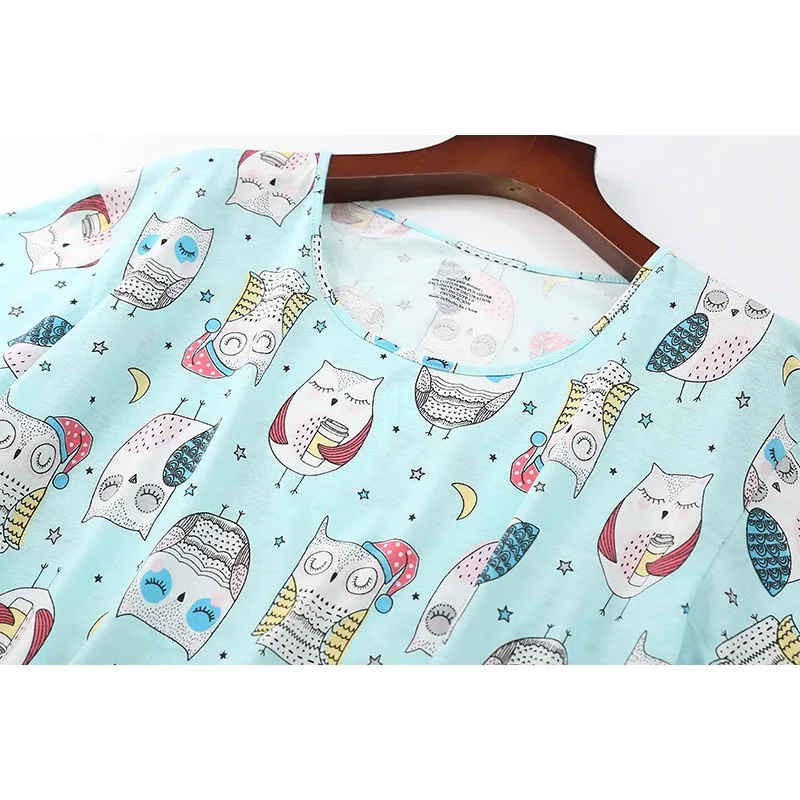 Conjunto de pijama informal de dibujos animados para mujer, ropa de dormir de algodón suave, camisa de manga corta y pantalones hasta la pantorrilla, verano 2024