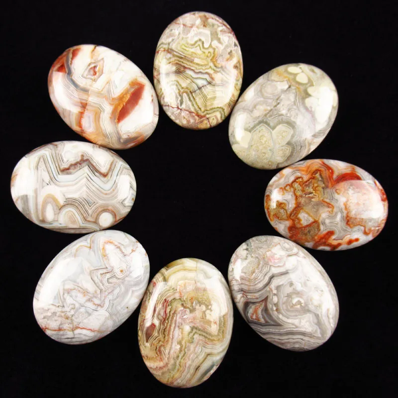 (12 pieces/lot)  Wholesale Natural Mexico Crazy Lace Agates Oval CAB Cabochon No Hole 20x30mm for Jewelry Making