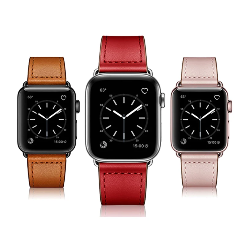 Leather Band Loop Strap For Apple Watch 4 3 2 1 38mm 40mm , Men Leather Watch Band for iwatch 5 44mm 42mm Bracelet