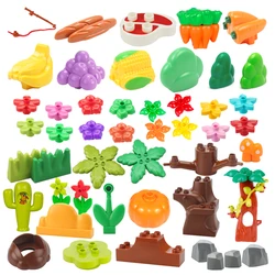 Big Particles Building Blocks Brand Accessories Farm Assemble Bricks Fence Tree Stump Grass Flower Figure Children DIY Toys Gift