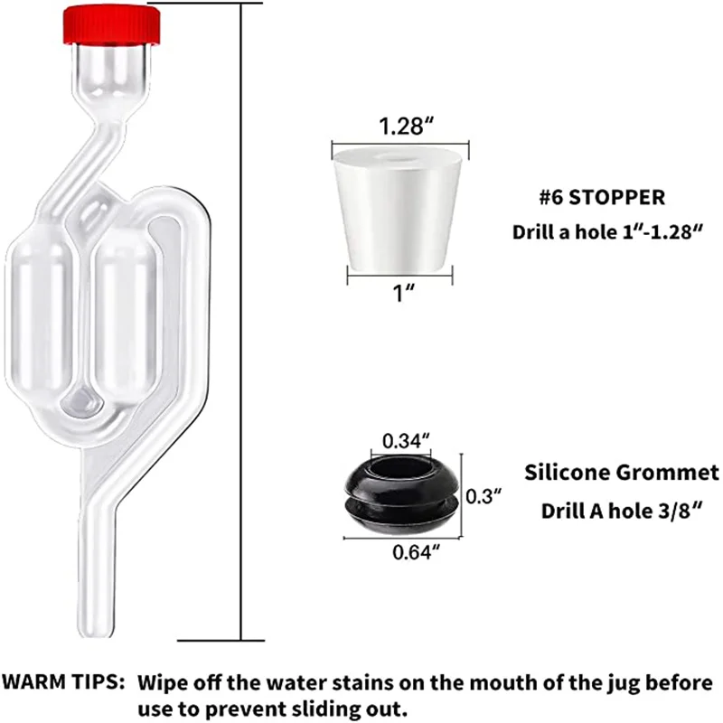 Sas en forme de S, sas à bulles Homebrew, bouchon Carboys et vanne d\'étanchéité de fermenteur avec œillets de qualité alimentaire, vin exécutif