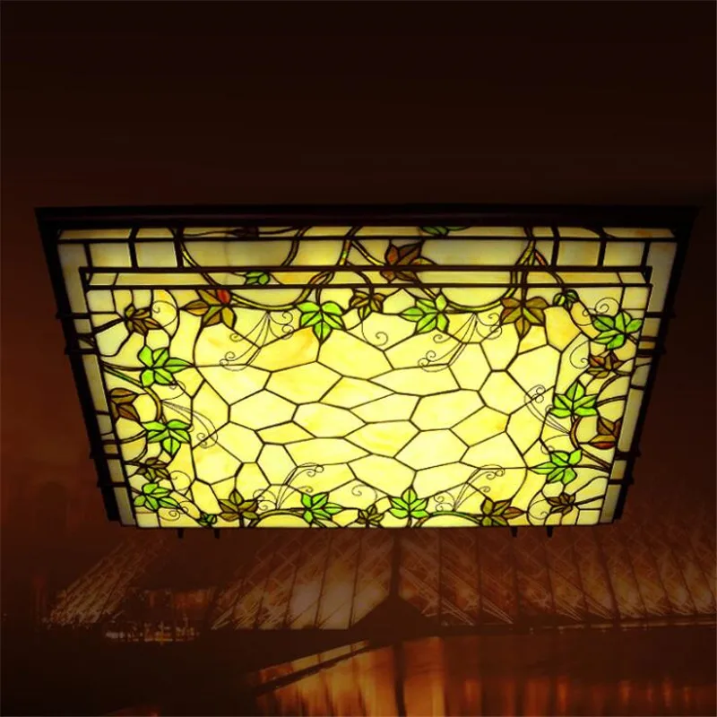 

Tiffany Ceiling lamp Handmade Glass Baroque Alloy Vintage Lamp for Foyer Bed Room 98*66cm 1118