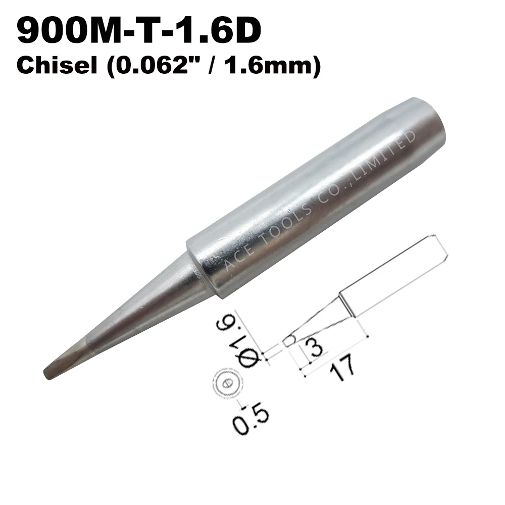 Soldering Tip 900M-T-1.6D Chisel 1.6mm for Hakko 936 907 Milwaukee M12SI-0 Radio Shack 64-053 Yihua 936 X-Tronics 3020 Iron Tip