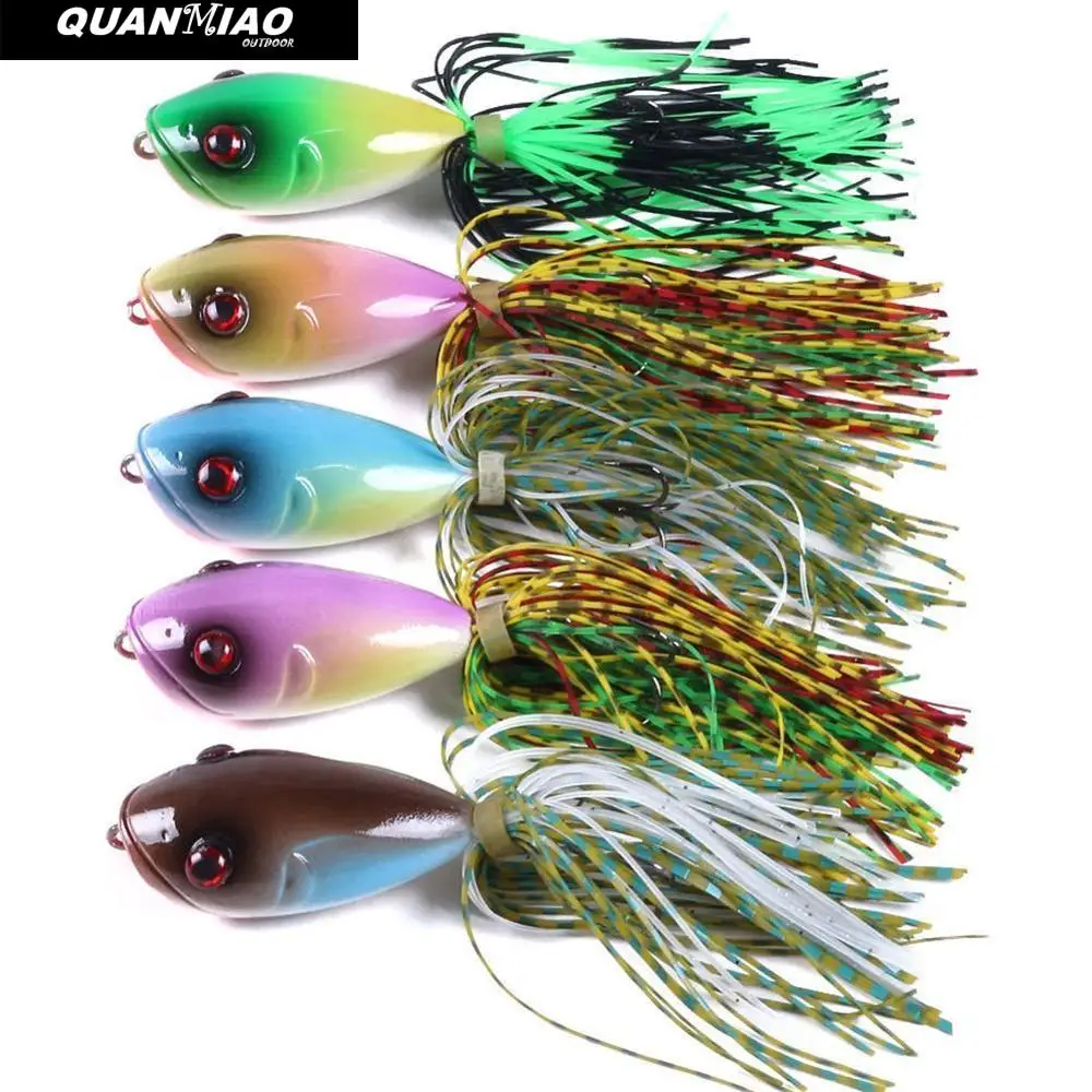 

QuanMiao Silicone Skirt Popper Fishing Lures 10cm 10.5g Pike Wobblers For Fish Hard Bait Artificial Fishing Tackle Lure