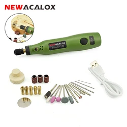 NEWACALOX Mini Rotary Tool Kit met variabele snelheid USB Opladen Elektrische boor Graveren Pen voor polijsten Carving Schuren Snijden