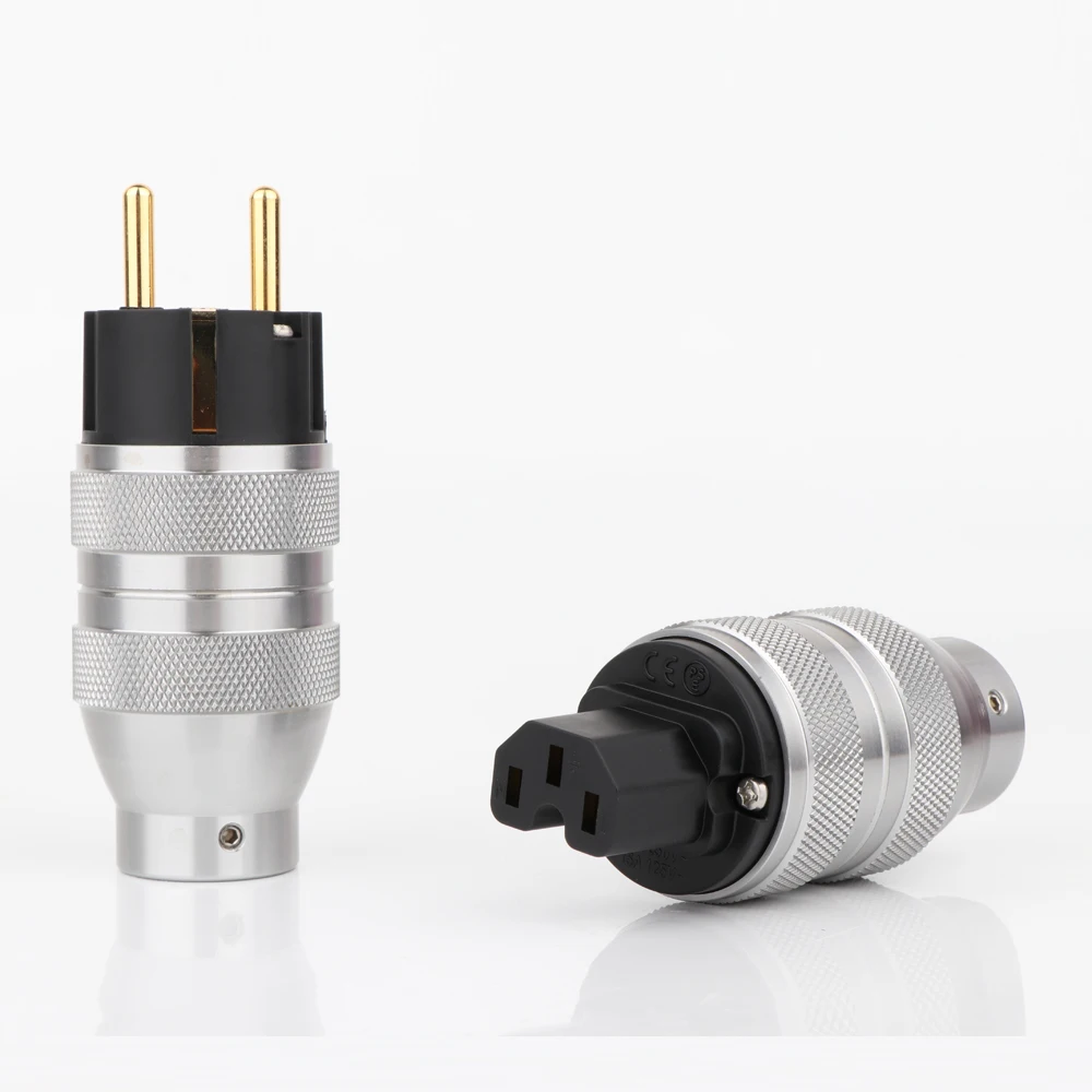 Paar EU Power Stecker Aluminium legierung IEC C15 Audio Stecker HiFi AC Netzkabel Stecker adapter Für Audiophile DIY Netz Kabel – Detail 6