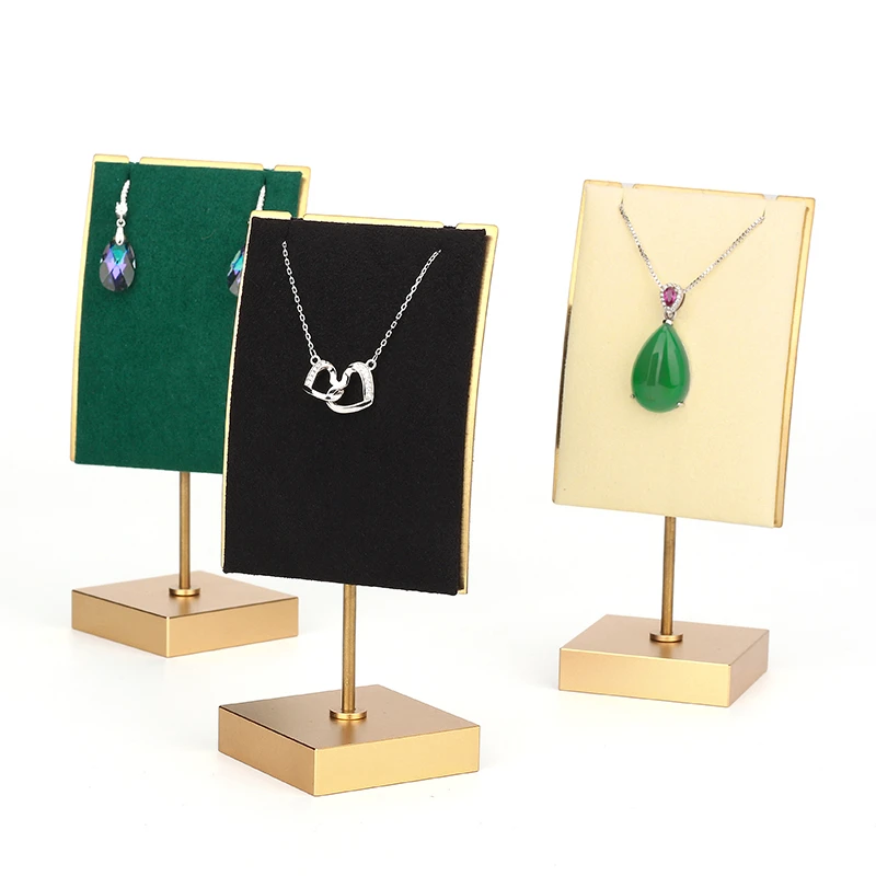 Simple And Portable Multicolor Metal Plate Microfiber Leather Jewelry Pendant Earrings Necklace Counter Window Display Stand