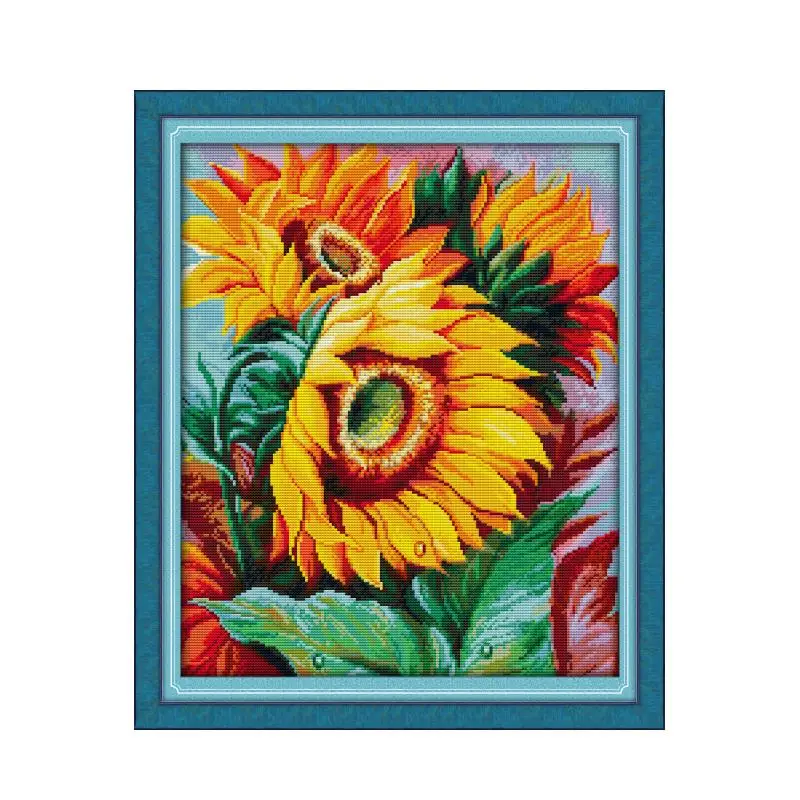 Sunflower 9 cross stitch kit aida 14ct 11ct count print canvas stitches embroidery DIY handmade needlework